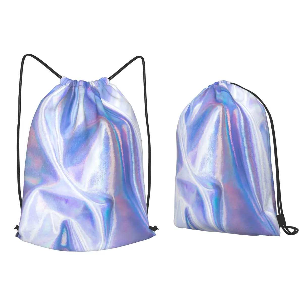 Holographic Foil Texture Background Backpacks Casual Drawstring Bags Sports Bag Book Bags for Travel Students