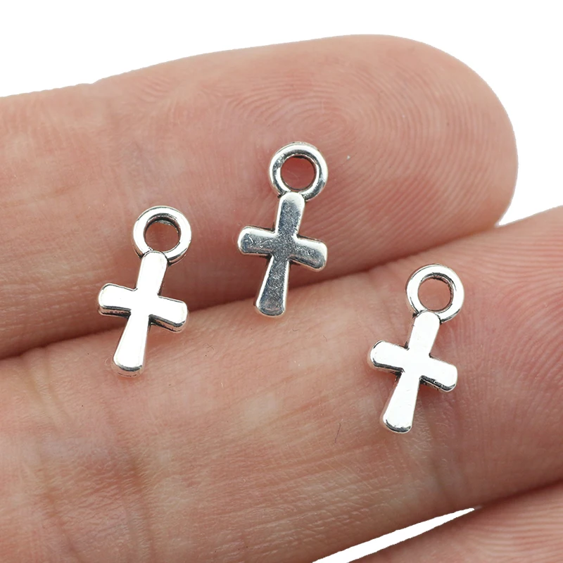 30 Pieces 6x11mm Tibetan Silver Color Mini Cross Charms Diy Handmade Jewelry Pendant Findings