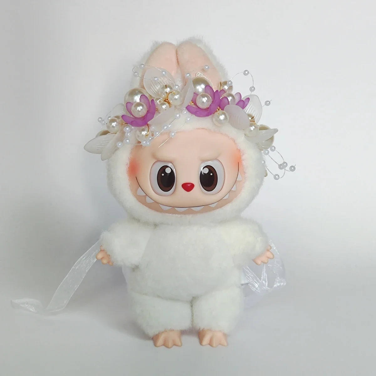 ملابس لملابس الدمية القطيفة الصغيرة من Labubu تنورة برعم مع إكسسوار شعر لؤلؤي دمى المعبود دمية Kpop الكورية لتقوم بها بنفسك هدايا الملابس