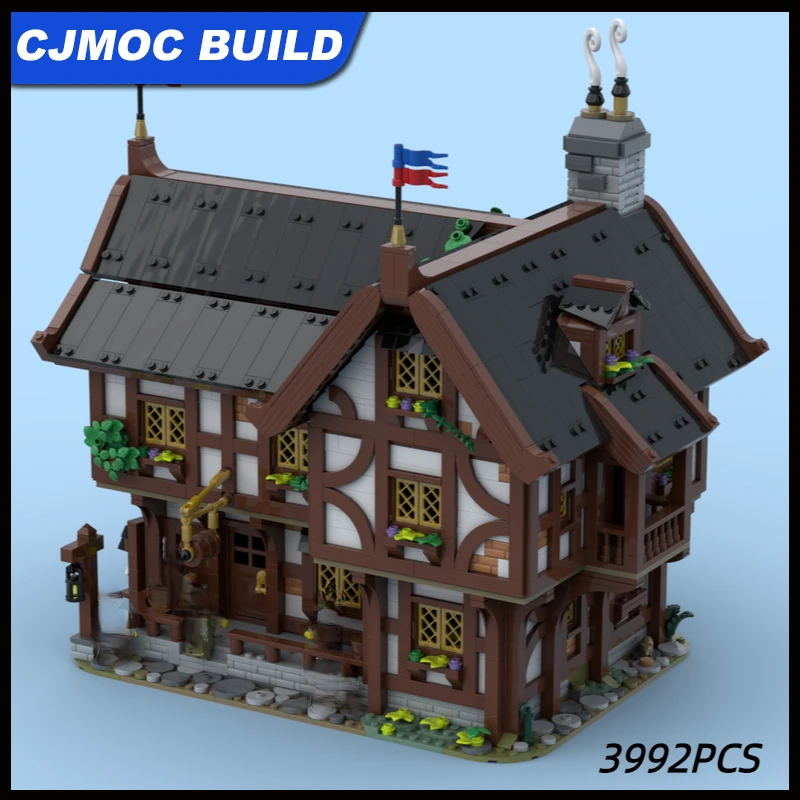 

3992 шт., средневековая модель Moc, строительные кирпичи, деревня, Grand Inn, технология, модульные блоки, подарки, рождественские игрушки, наборы «сделай сам», сборка