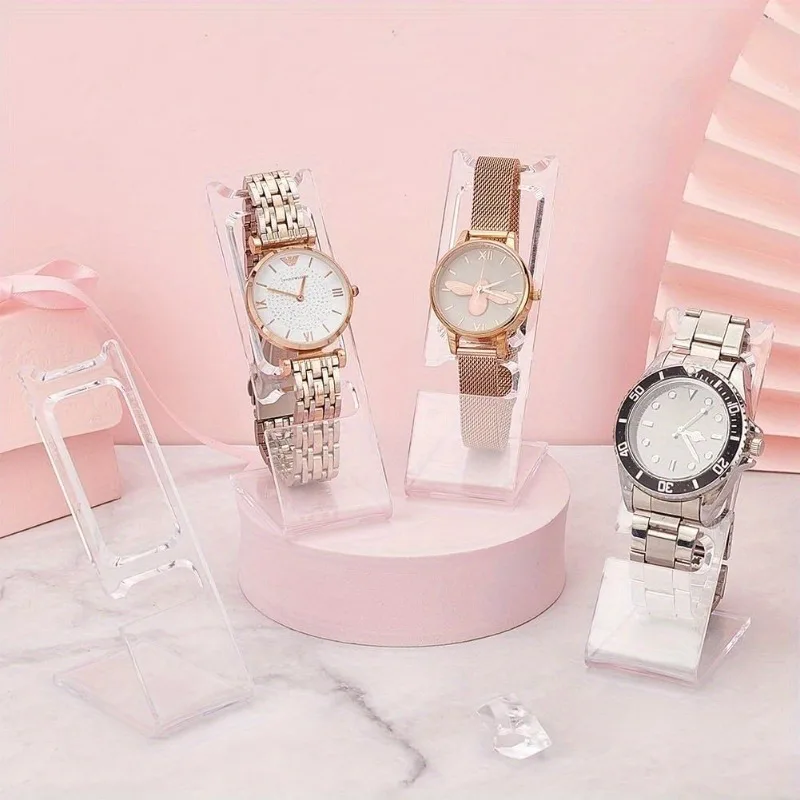 50pcs Transparent Watch Display Stand L Shape Clear Watch/Bracelet/Jewelry Display Racks Organizer Watch Holders Jewelry Towers