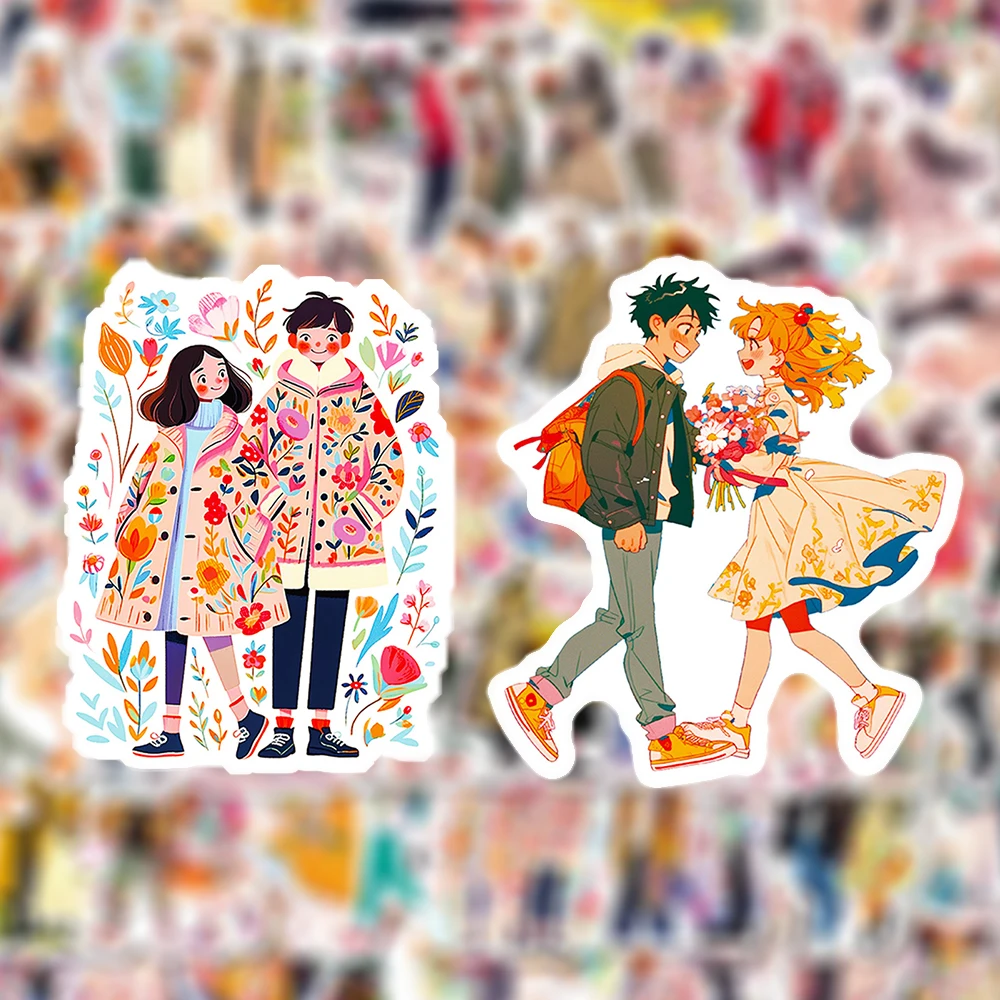 

10/30/56pcs Kawaii Anime Couple Graffiti Stickers Cute Cartoon Aesthetic Sticker DIY Phone Laptop Guitar Bike Decals Decoration