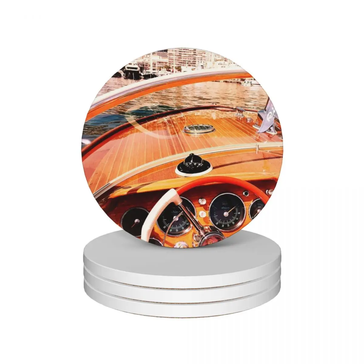 

All Aboard Ceramic Coasters (Set of 4) black flower Coasters