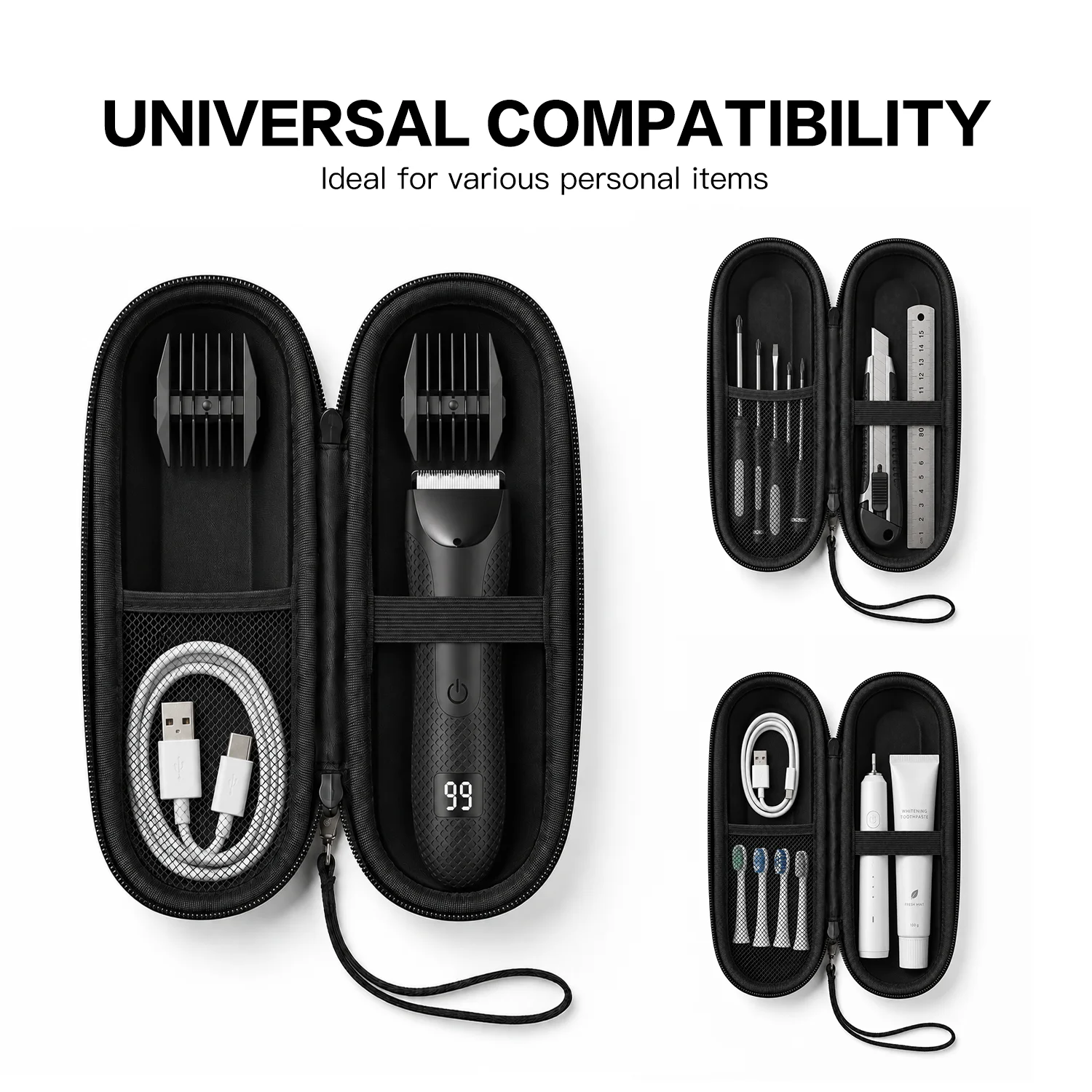 Hard EVA Travel Storage Case Carbon Fiber Pattern Travel Organizer for Cables Earphones Pens Small Tools