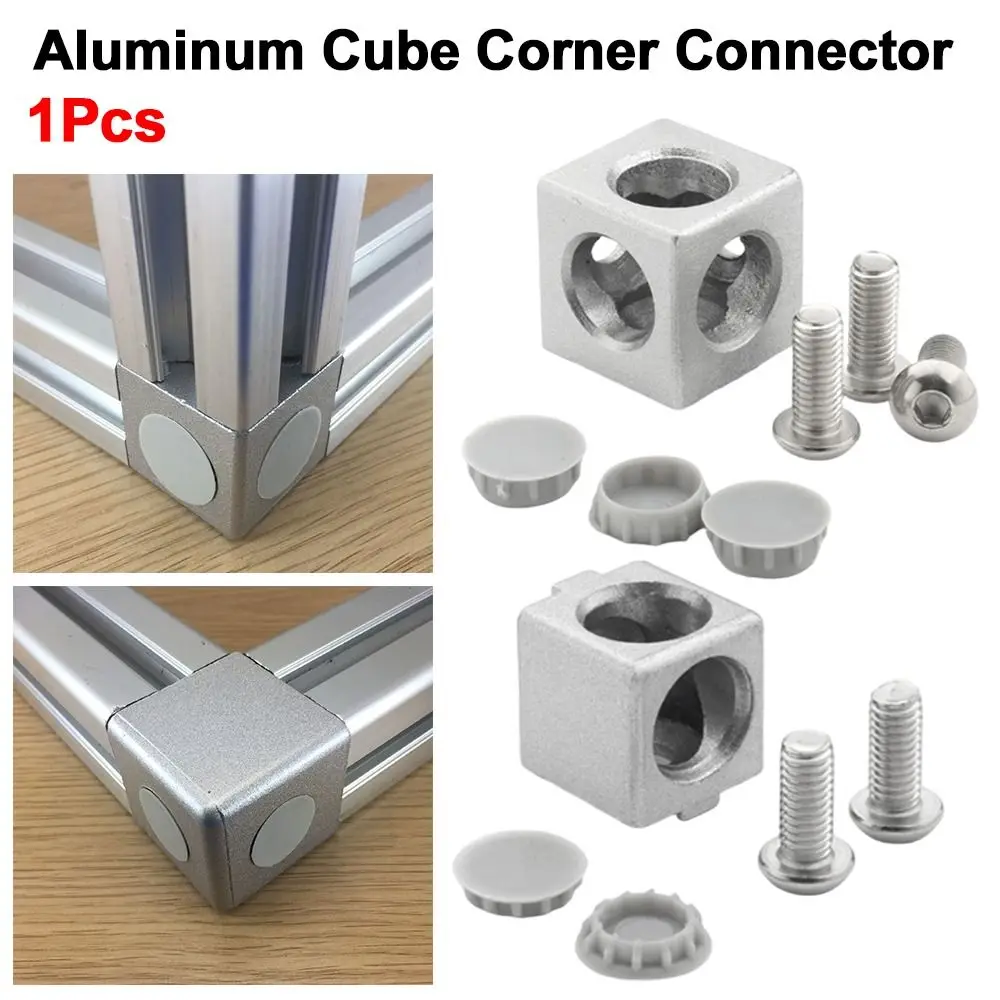 1Pcs 2020 3030 4040 4545 Aluminum Cube Corner Connector Silver Aluminum Aluminum Profile Fastener Cube Design Corner Fastener