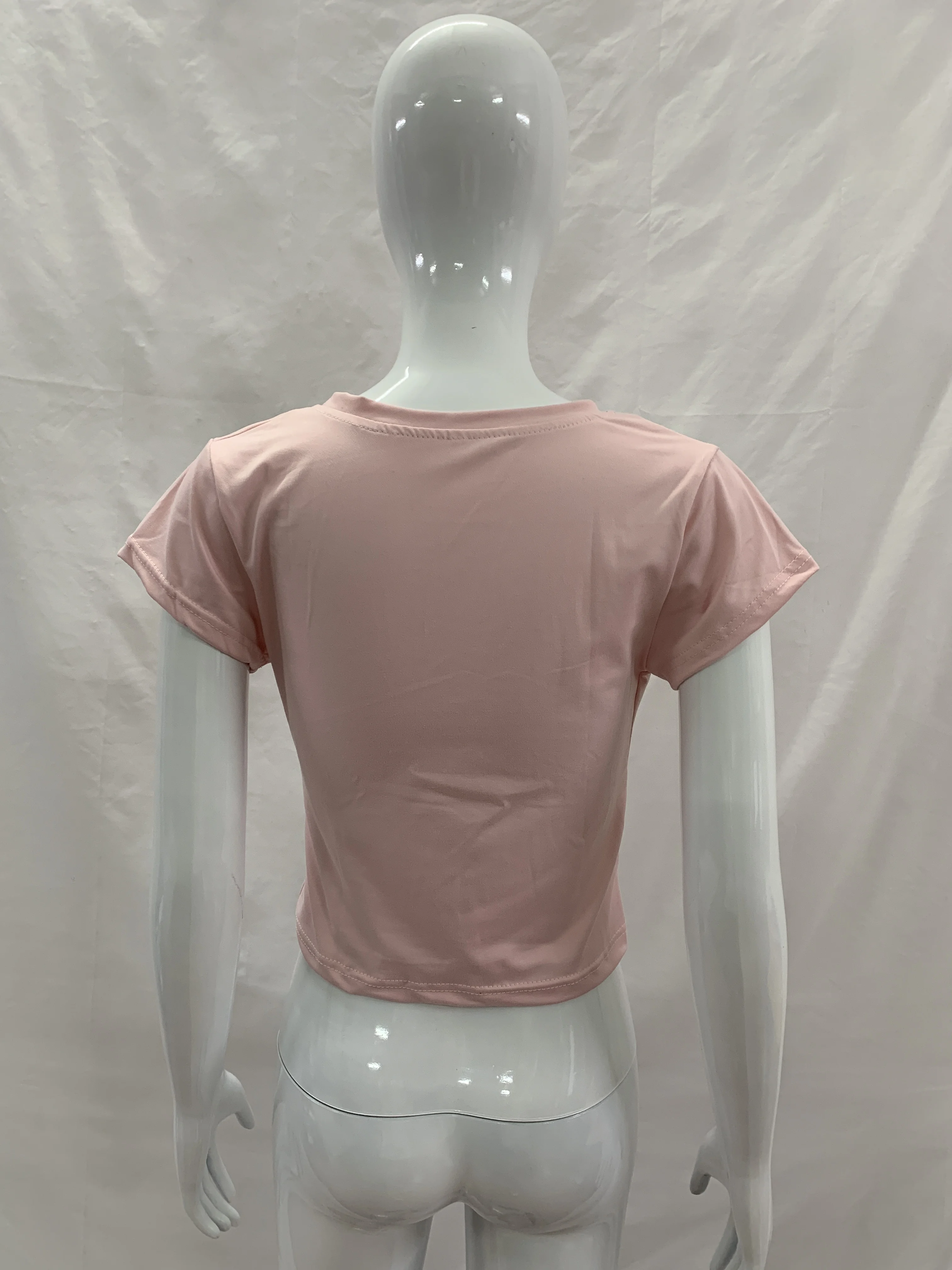 Damen V-Ausschnitt Kurzarm 3/4-Ärmel Crop-Tops, Figurbetont, Y2K Basic T-Shirts für Club, Party, Dating, Urlaub, Streetstyle, Alltagskleidung – Detail 8