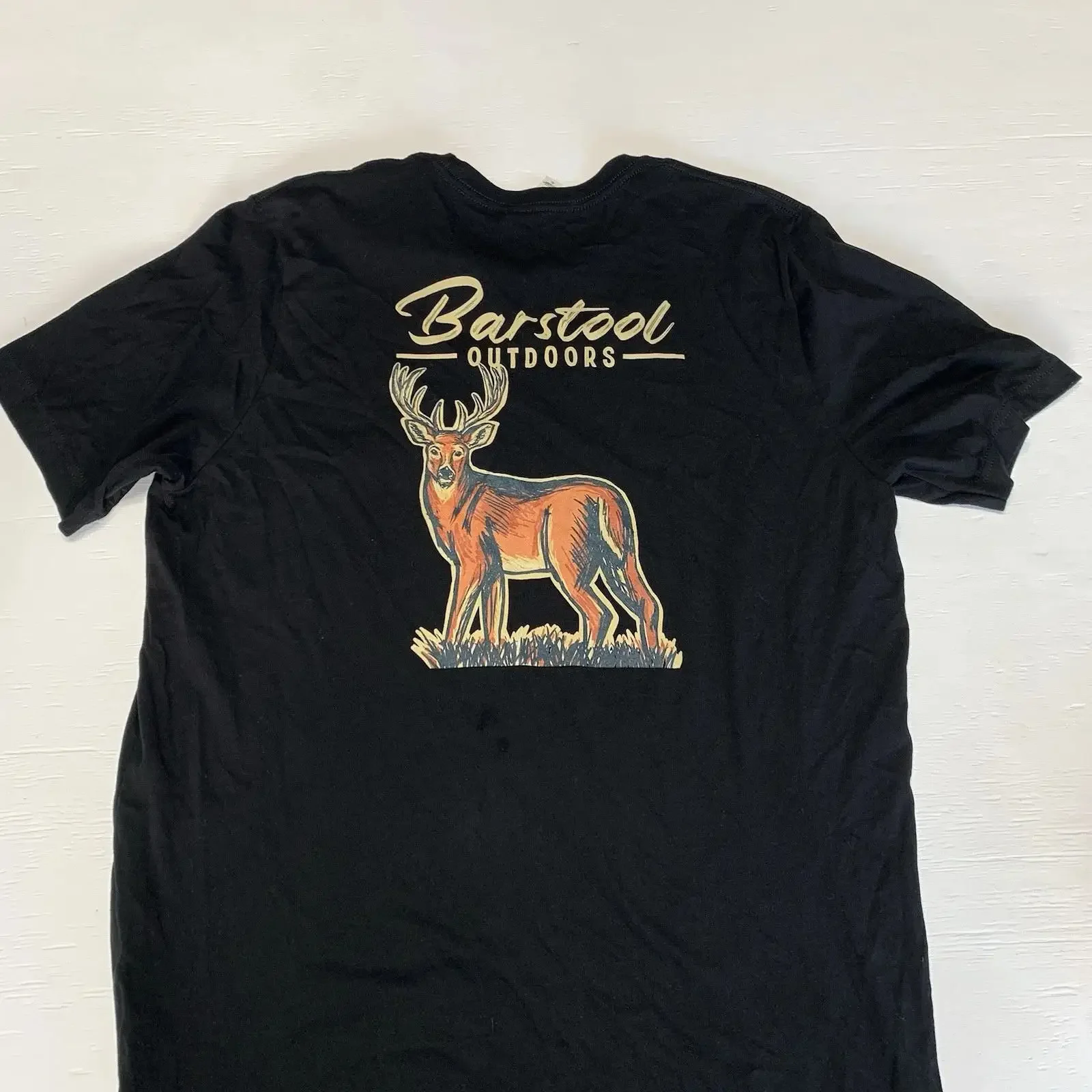 BARHOCKER OUTDOOR HIRSCH TEE mit Fronttasche Größe XL schwarz vintage Washed Breathable Stretched Unisex Comfortable Soft