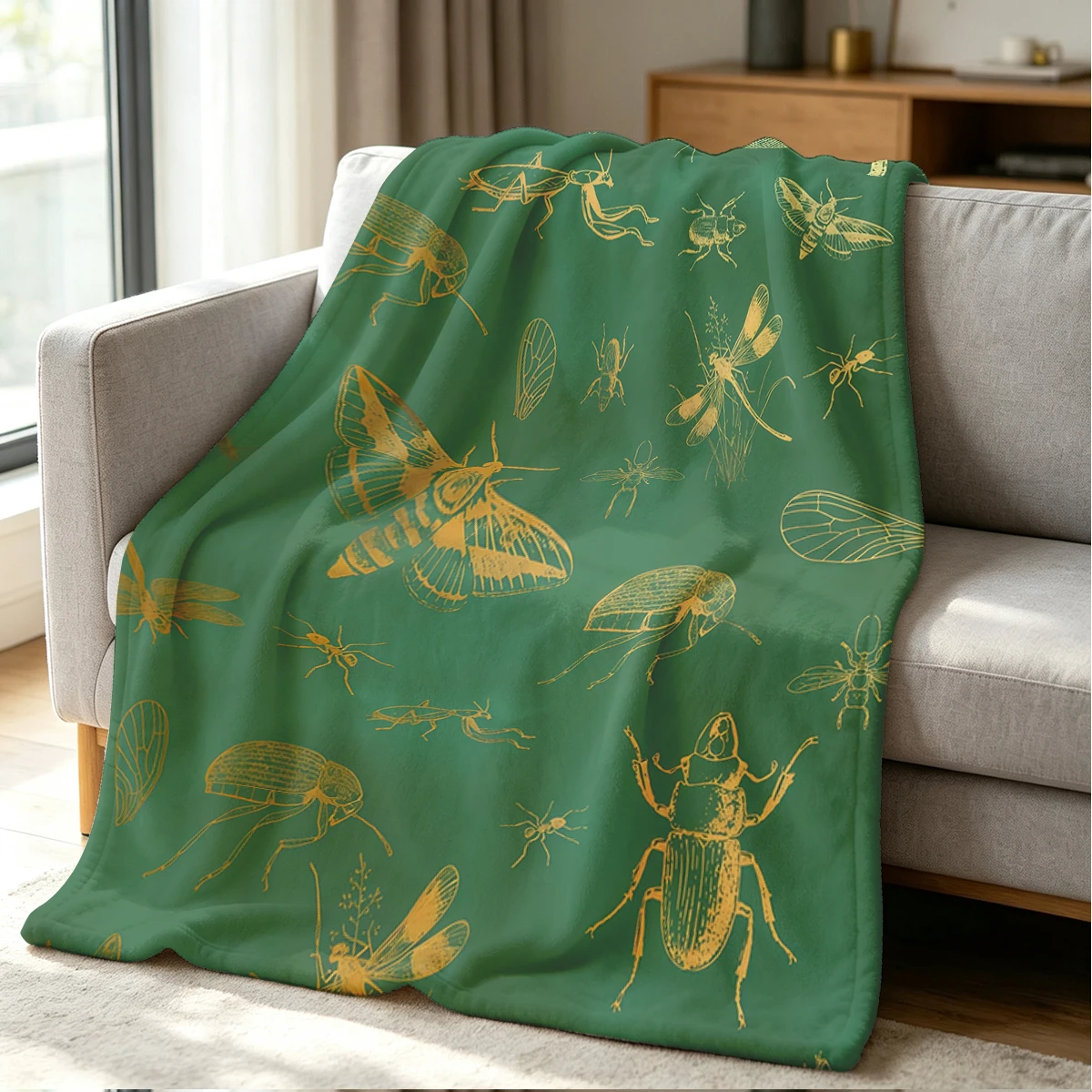Bug Print Blanket Soft Cozy Throw for Sofa Bed Festive Holiday Decor Gift for Kids and Adults,Lightweight and Warm