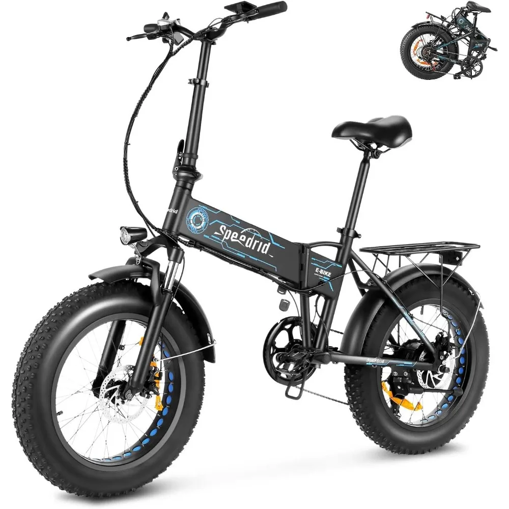 

500W Adult Folding Electric Bike, 20" x 4.0" Fat Tire, Built-in 48V-10.4Ah Battery, Range Up to 50 Miles, Front Suspension Fork