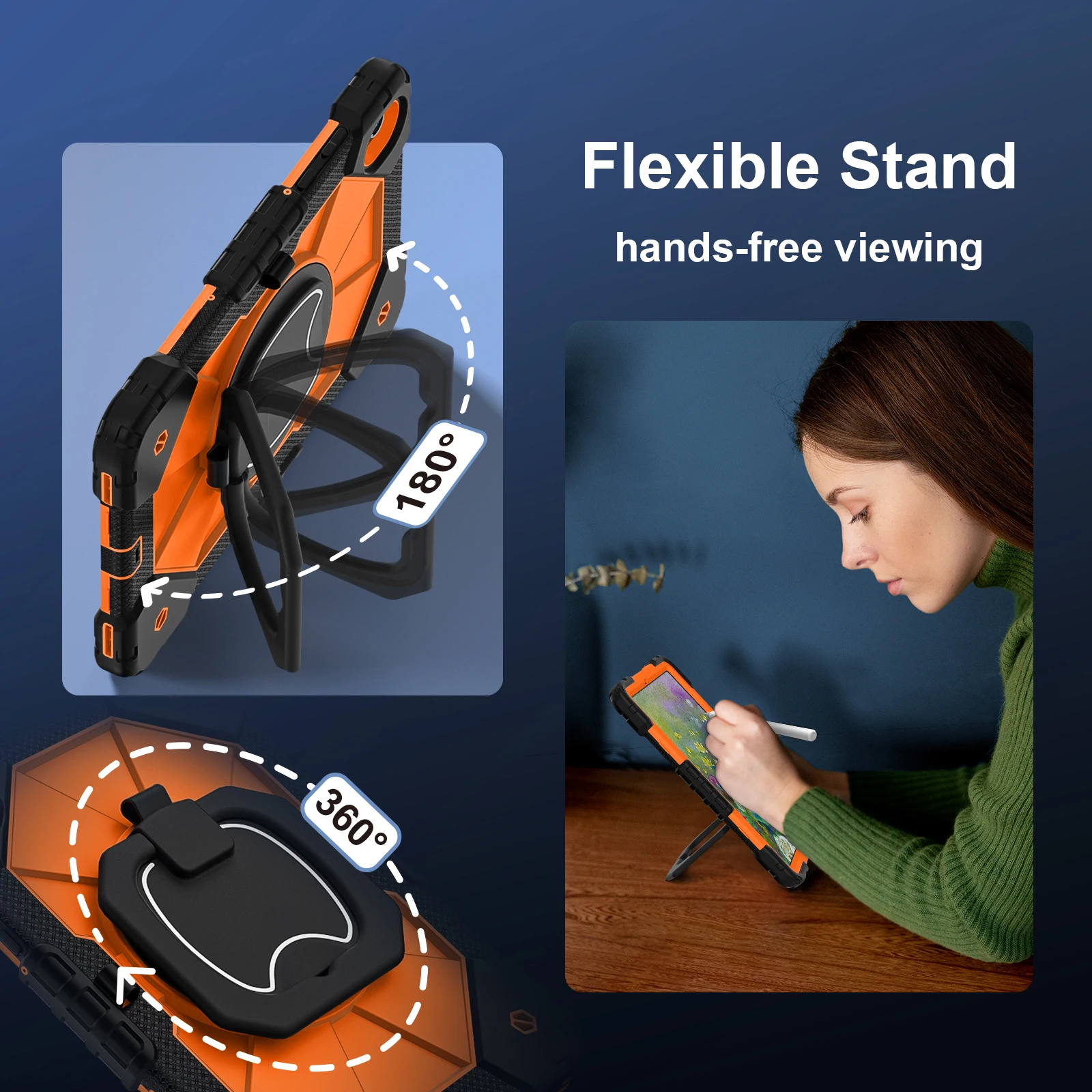 

Hybrid Case For Samsung Galaxy Tab S11 2025 11.0 inch SM-X730 SM-X736B 360 Rotating Handle Grip Stand Cover With Shoulder Strap