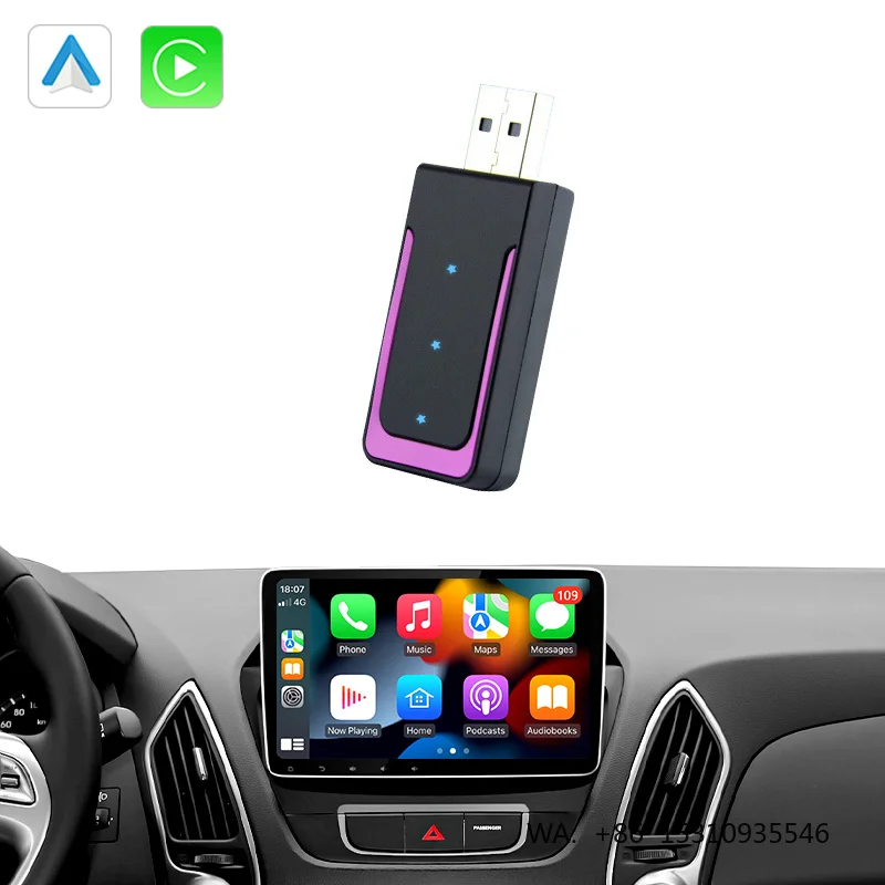 Wired to Wireless Carplay Android Auto Wireless Adapter Plug and Play USB CarPlay AI BOX 2 in 1 Wireless Convert