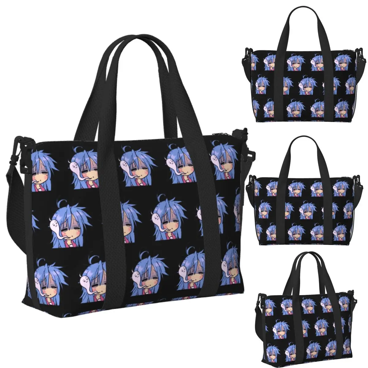 

Dead Tired Izumi Konata Lucky Star Beach Travel Bag Large Capacity Tote Bags for Gym Yoga Women Shopping Duffle Shoulder Bag