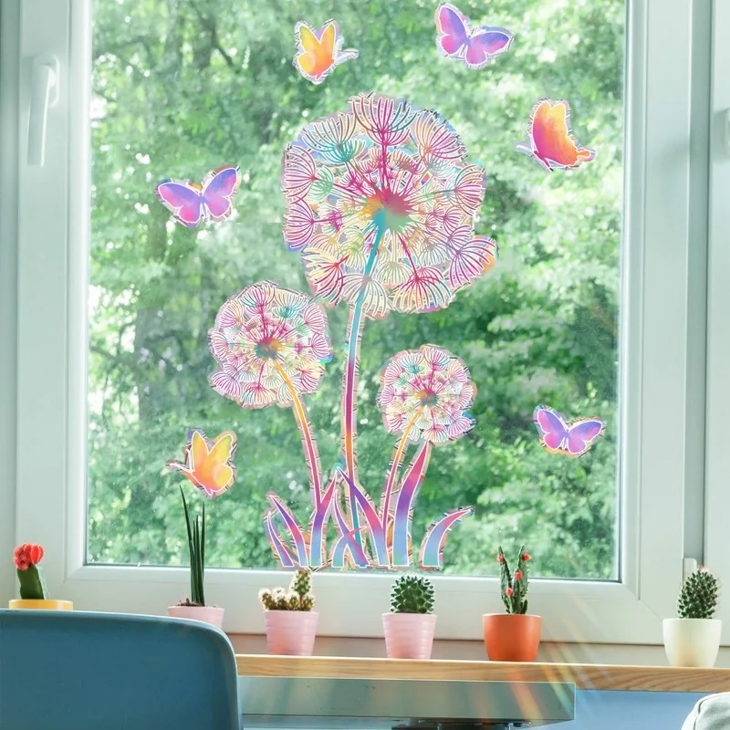 Colorful Dandelion Butterfly Wall Stickers Living Room Sofa Background Home Decor Mural Bedroom Decoration Self Adhesive Decals