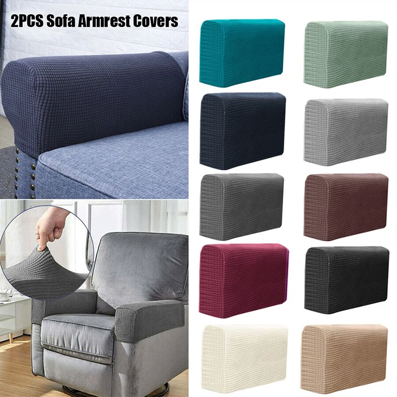 

2Pcs Removable Armrest Covers Stretch Chair Sofa Arm Protectors Covers Armchair Covers Solid Color Couch Cover