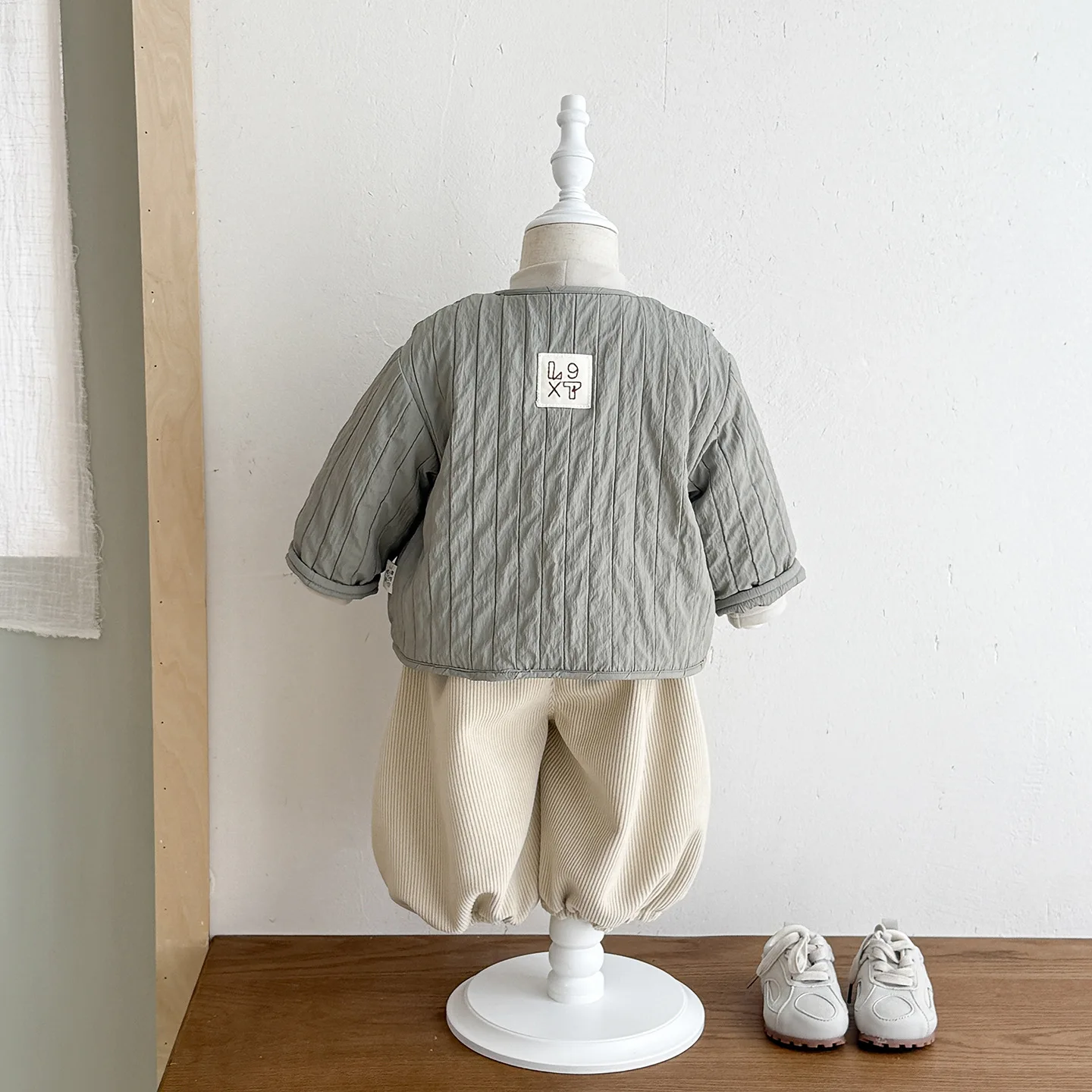 Boys Quilted Green Jacket Fall Winter Thick Baby Jacket New Fashion Infant Kids Winter Warm Cute Undershirts and Pants