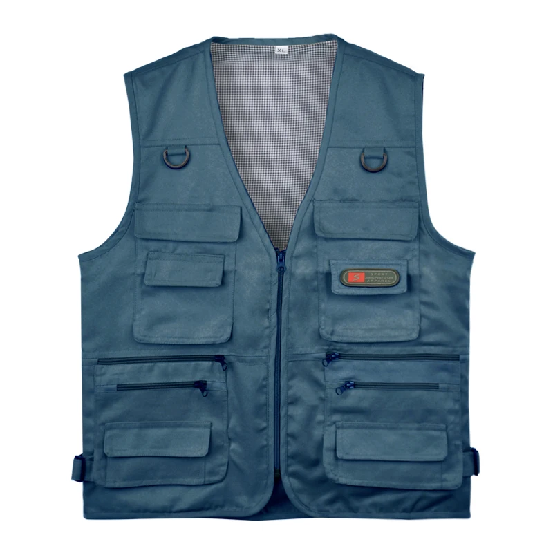 

Fishing Photography Multi-Pocket Mens Vest Outdoor Tactical Mountaineering Casual Vest Solid Color Fashion Sleeveless Jacket