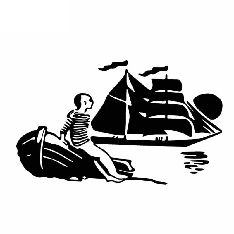 

Fashion Boy Boating In The Ocean Decals High Quality Car Decoration Personality Pvc Waterproof Decals Black/white, 18cm*11cm