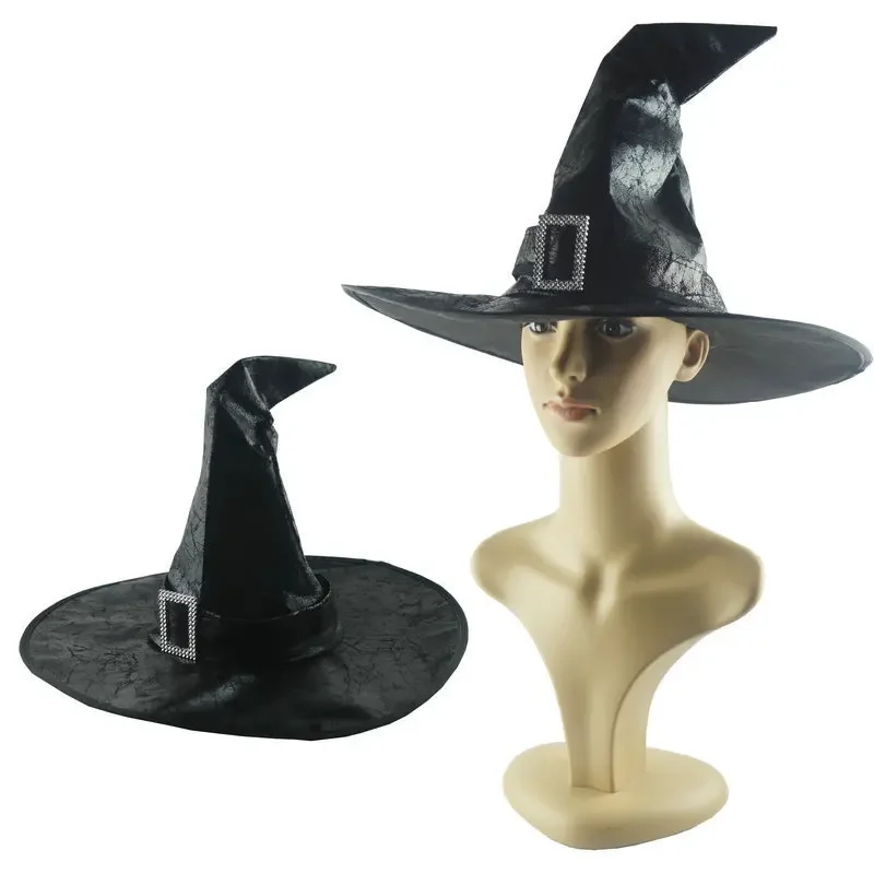 Vintage Halloween Hexenhut Requisiten Schwarz Braun Spitz Zaubererhut Party Cosplay Maskerade Hut Festival Dekoration – Detail 7