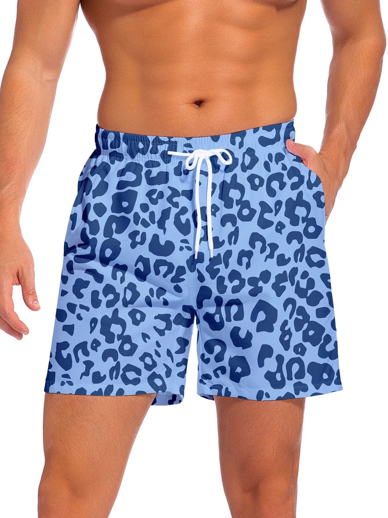 

Summer Beach Vacation Men's Leopard Print Swim Trunks Casual Board Shorts