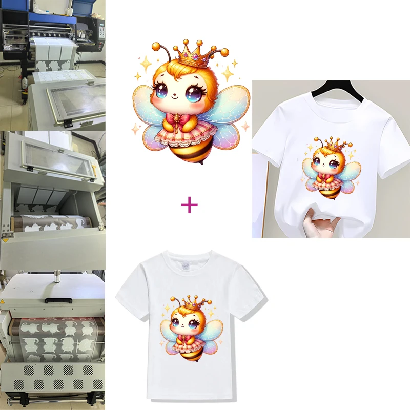 Sweet honeybee Princess Dress DTF Heat Transfer On Clothes Iron On Patches For Clothing patches for clothing transfers ready to