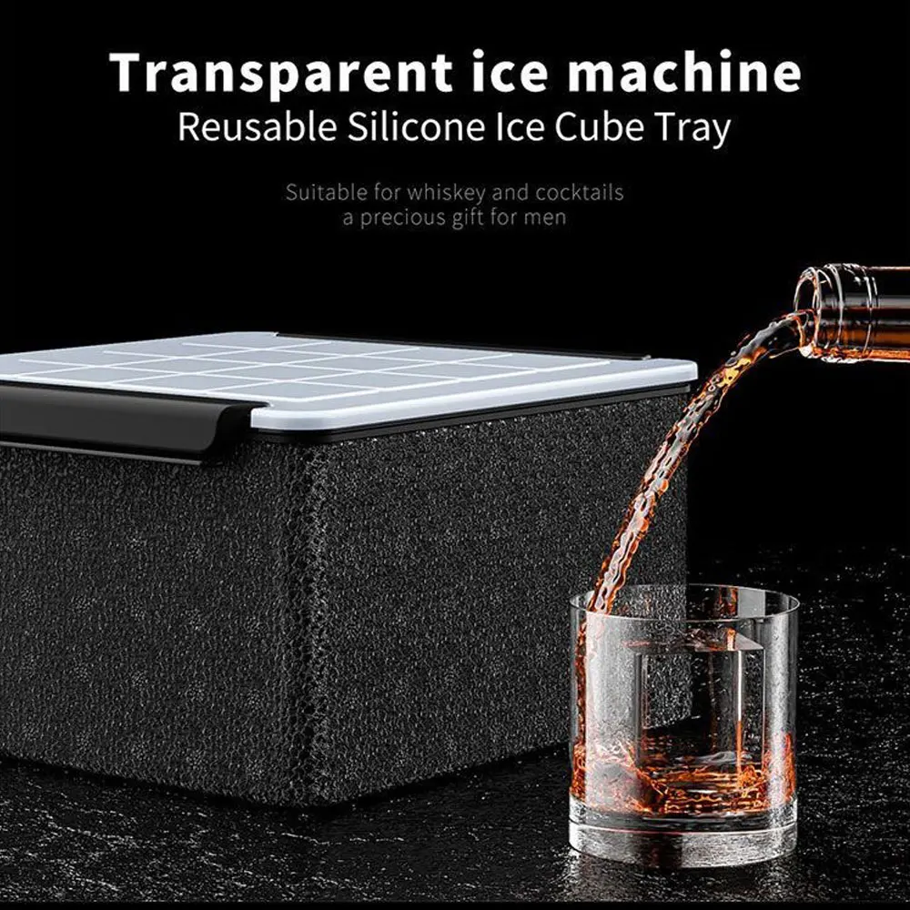 Clear Ice Ball Maker Mold Silicone Whiskey Tray Mould Bubble-Free Ice Cube Maker  1.67 Inch 16pcs Ice Box Mold