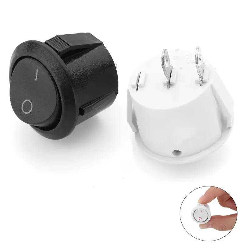 5pcs ON/OFF 14mm 2 Pins Diameter Small Round Boat Rocker Switches Black White Rocker Switch Best Quality
