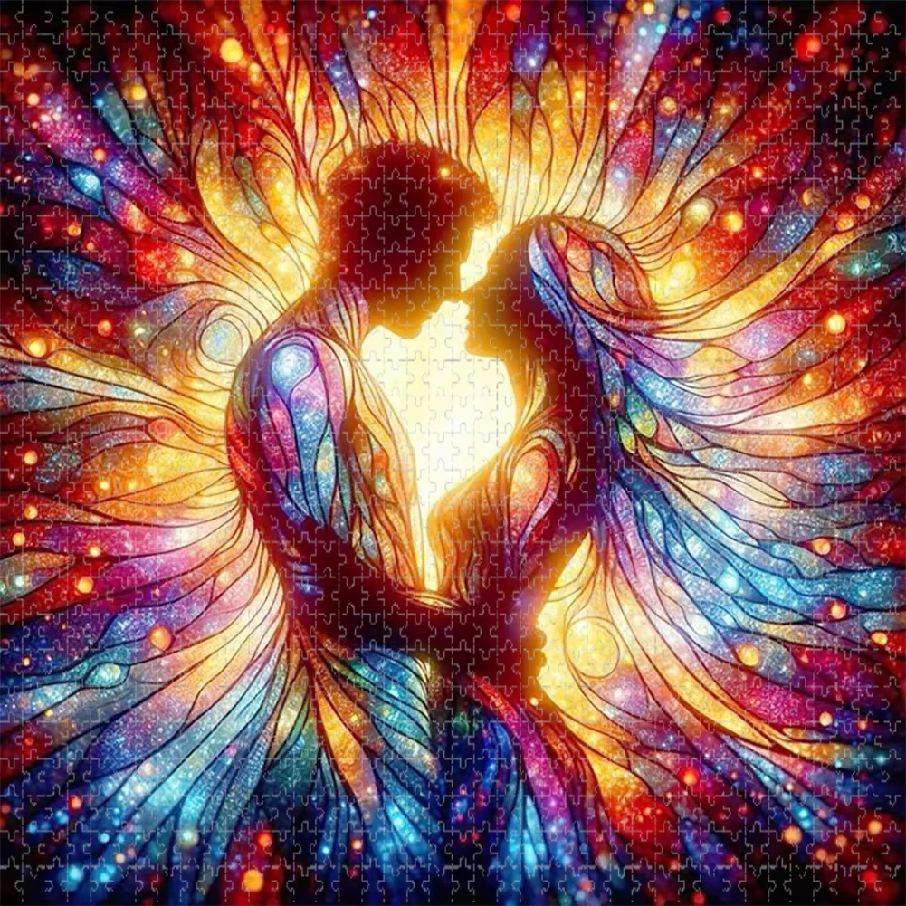 500 Pieces Jigsaw Puzzle for Adults Painting Starry Lovers Embrace Paper Puzzles Home Decor Wall Display Festival Gift