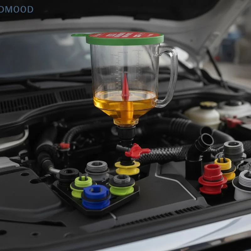 【CR】18-in-1 Spill-Proof Durable Engine Oil Funnel Kit Universal Fit 12 Adapters for Most Vehicles DIY Car Oil Change Projects