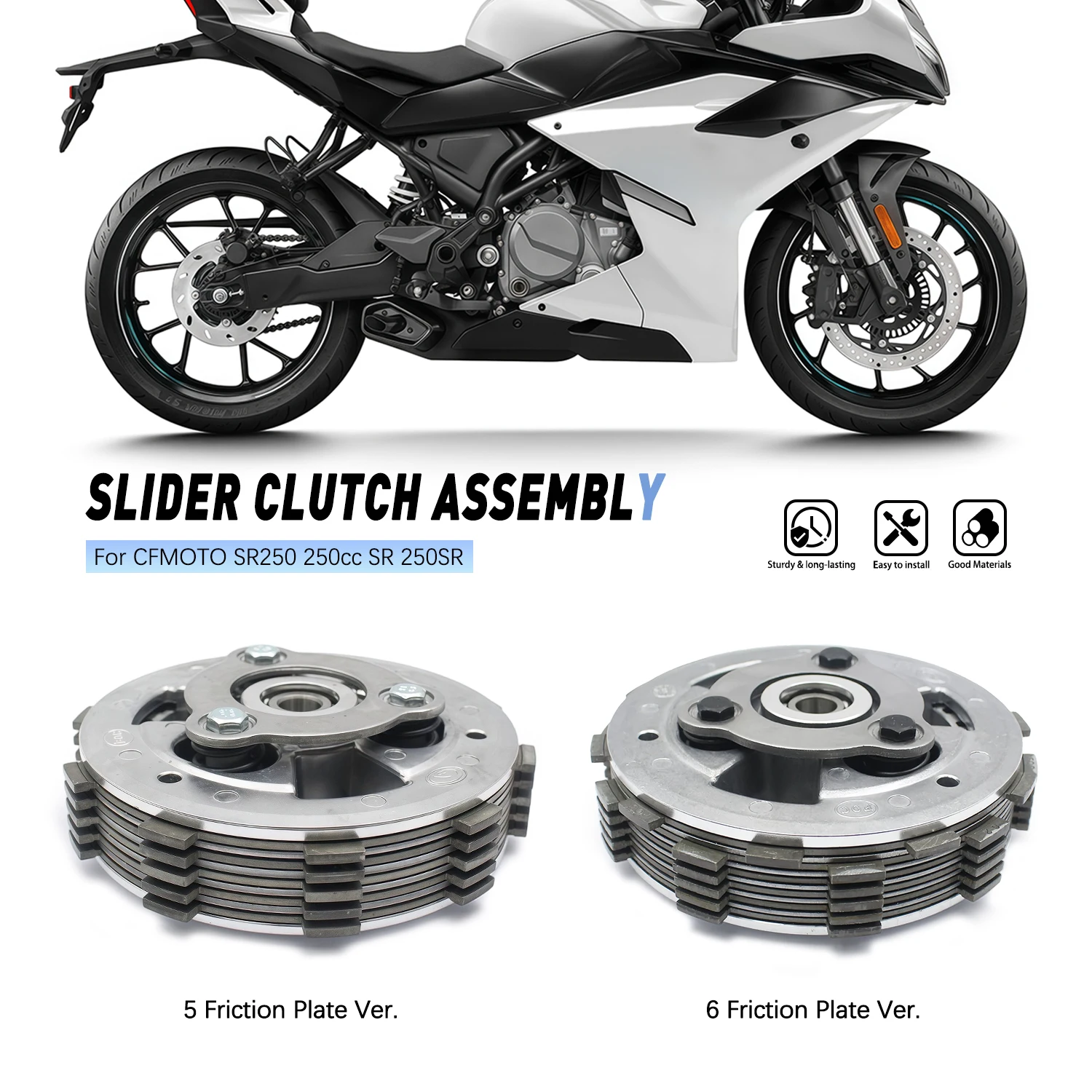 

Motorcycle Enigne Sliding Clutch Plates Assembly Drum Kits For CFMOTO SR250 250cc SR 250SR with 10 Slot Outer Clutch Gear Basket