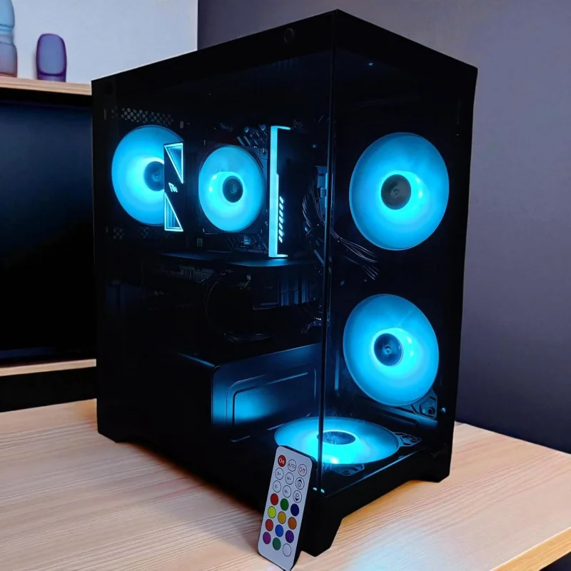 Gaming PC i5  Discrete Graphics Card 16GB RAM High Speed Storage Windows 11 Pro RGB Lighting Remote (Black, Nvidia Ge Force Rtx