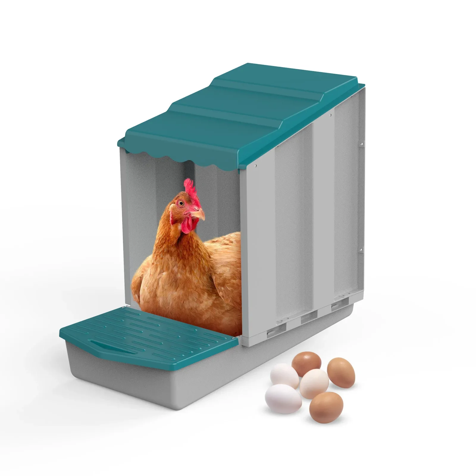 

for 1/2/3/4 Compartment Roll Out Nesting Box for Chickens Hens | Heavy Duty Coop Nesting Box with Lid Cover to Protect Eggs