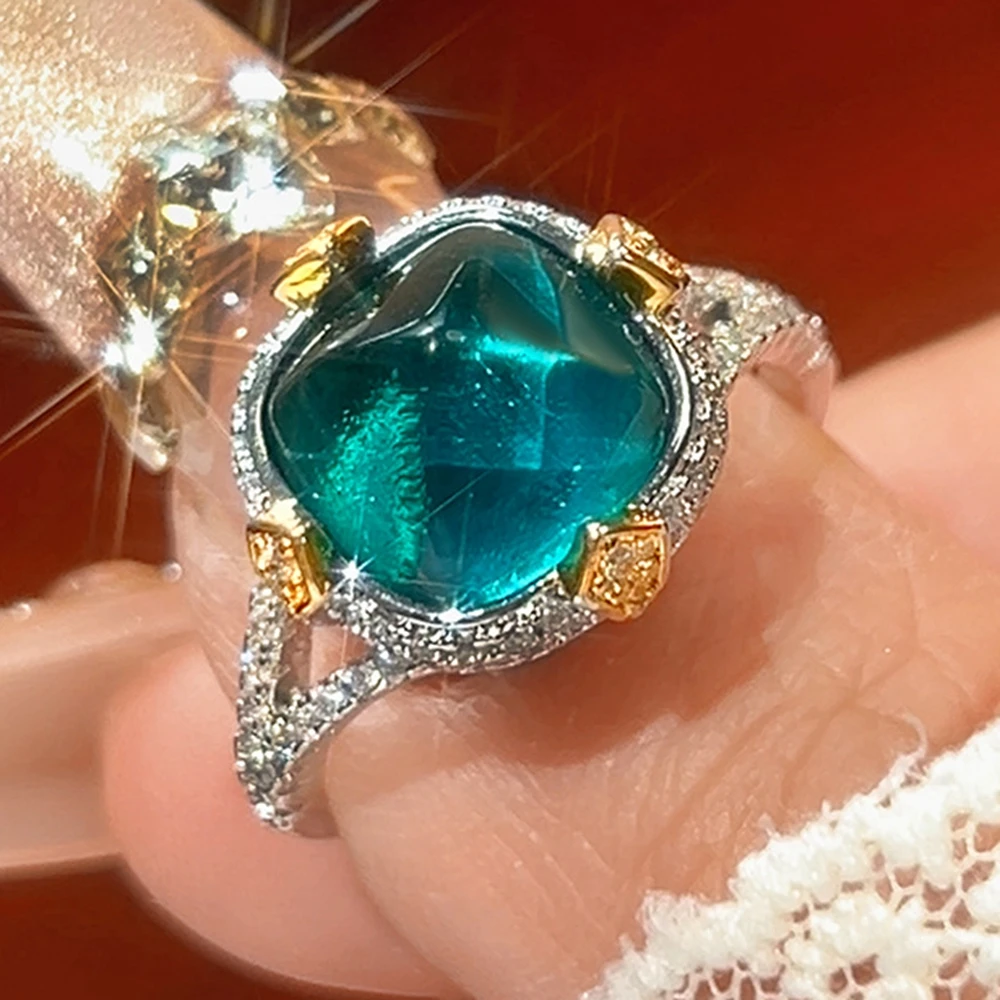 

KQDANCE синтетический циркон сахарная огранка синий зеленый красный корунд кольцо медь позолоченные ювелирные изделия подарок на помолвку