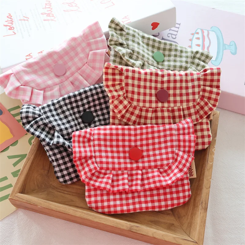 Ins estilo rejilla Flip Clutch tarjetero cartera Mini almohadilla sanitaria bolsa titular de la tarjeta de estudiante ID documento organizador caso monedero