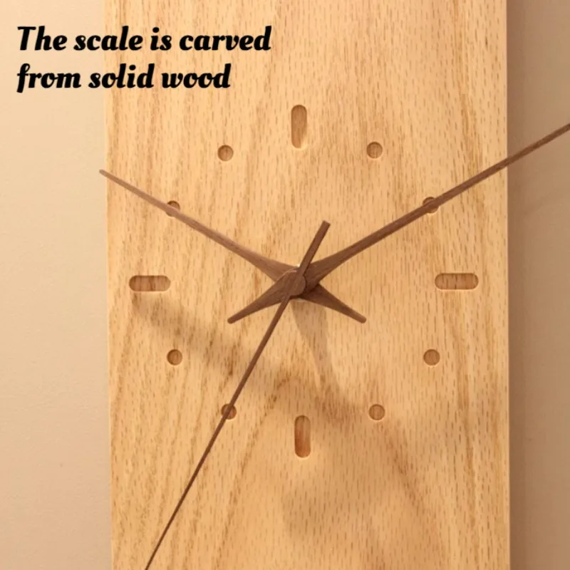 Solid Wood Vintage Silent Wall Clocks Artistic Rectangle Numberless Living Room Wall Clocks Creative Modern Simple Home Decor