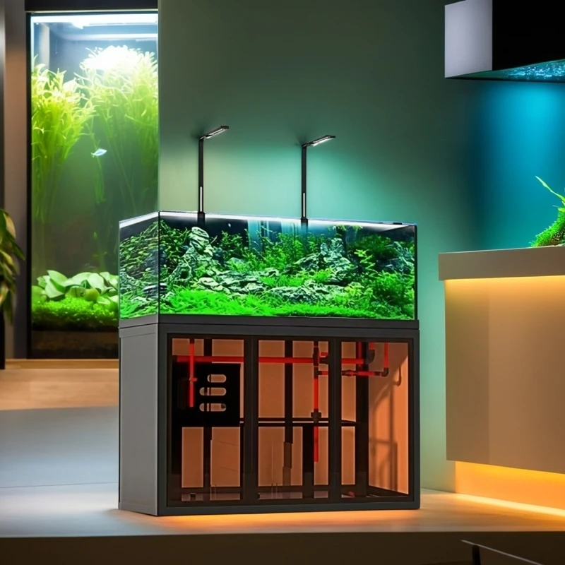 النمط الصناعي مفتوح الرؤية Aquascape حوض السمك الجانب تجاوز حوض تصفية خزان منخفض صيانة نهر تيار البيئي للأسماك