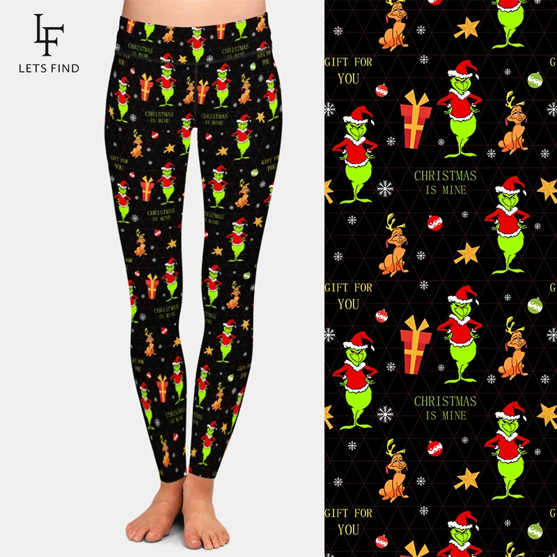 LETSFIND New Workout Leggings Fashion Women High Waist Christmas Print Black Leggings