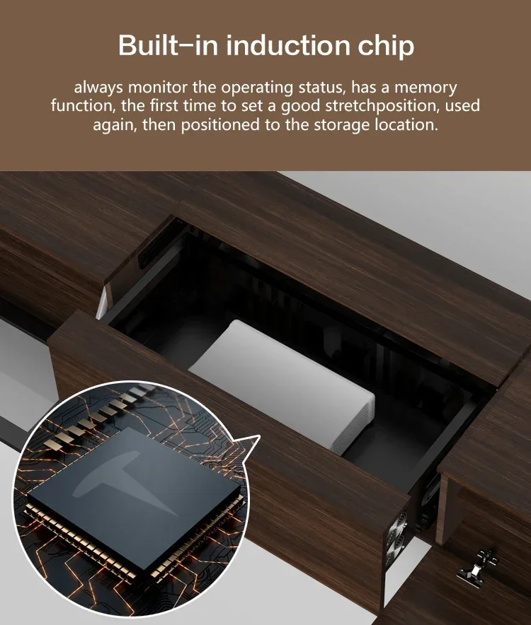 Perfect smart laser TV projection screen integrated cabinet is suitable for all ultra short throw laser projectors walnut color view 6