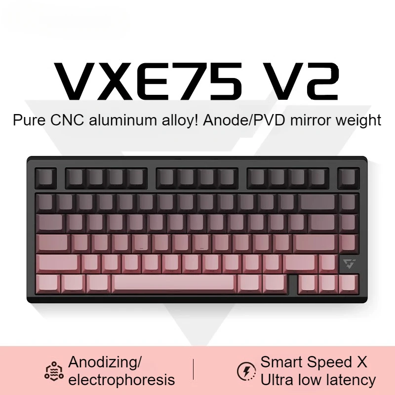 VGN VXE75 V2 Aluminum Mechanical Keyboard Customized Tri Mode Wireless Keyboard Gasket Structure Hot Swap RGB Gaming Keyboard