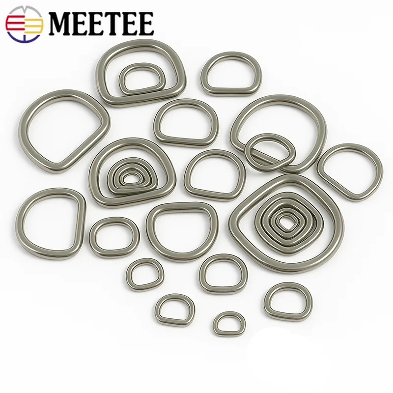 

5Pc 304 Stainless Steel D Ring Belt Buckles Keychain Dog Collar Loop Clasp Webbing Strap Connect Carabiner Clips Bag Accessories