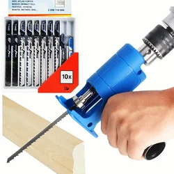 Portable Reciprocating Saw Adapter Electric Drill Modified Electric JigSaw Power Tool Wood Cutter Machine Attachment with Blades