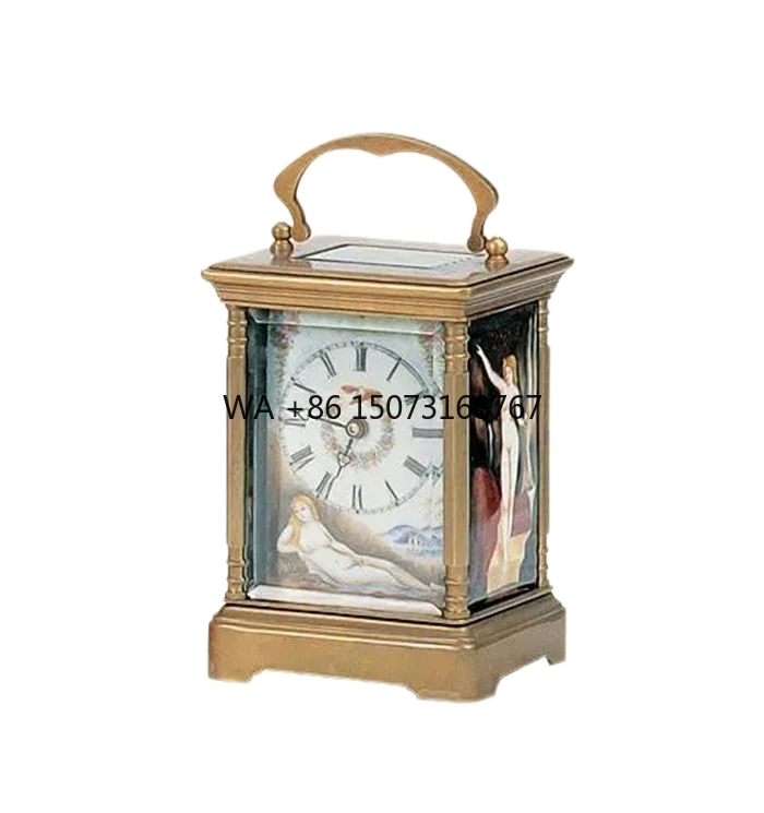 Middle Art Nude Porcelain Dial&Side Panels 8 Days Repeater Mechanism Platform Escapement Arc Lifting Handle Brass Carriage Clock