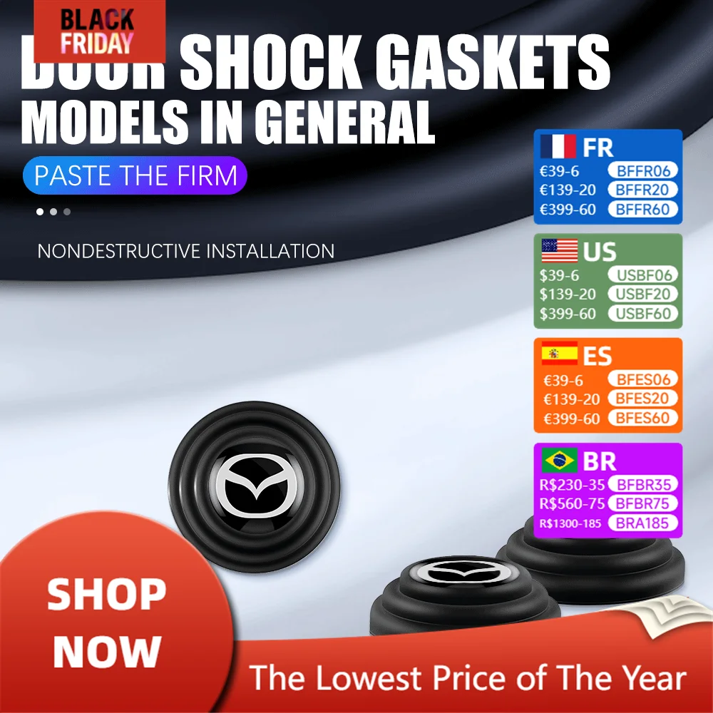 Прокладка подушки амортизатора двери автомобиля, звукоизоляционная нашивка для Mazda 2 3 5 6 7 323 SPEED Demio MS CX-3 CX-4 CX-5, автомобильные аксессуары