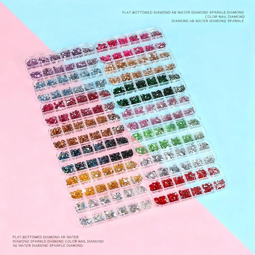 

12 Grid Shimmering Crystal Adorns Nails Shoes Makeup Bags Flatback Gemstones Nail Art Rhinestones Versatile Decoration
