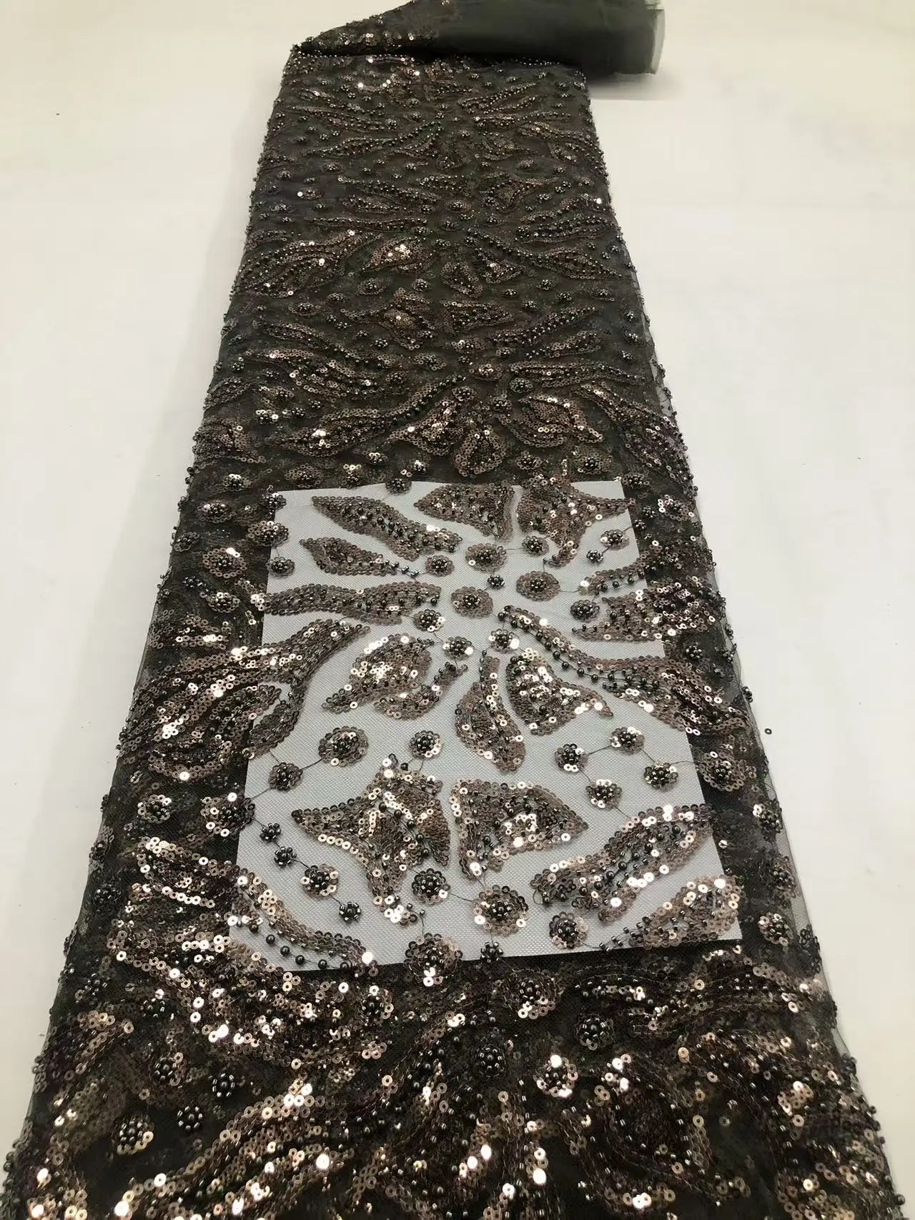 

2025 African French Nigerian High End Tulle Lace Fabric With Beads Sequins Mesh for Embroidery Wedding Party Bride Sewing Dress