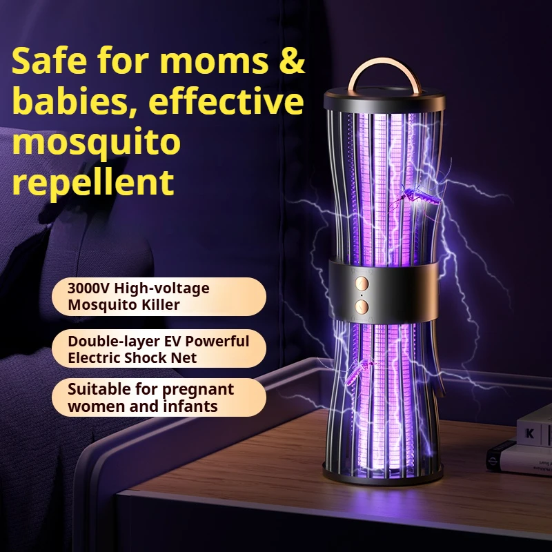 Electric Shock Mosquito Killer Lamp, 2 in 1 UV Mosquito Trap & Warm Night Light, Two Power Supply Options Available