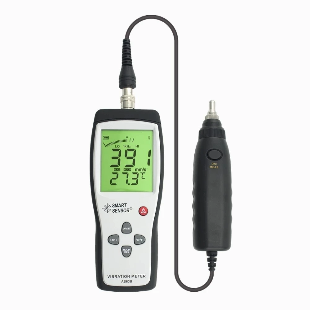Gauge Analyzer AS63B Digital Vibration Meter 0.1~199.9m/s High Precision Probe Type Detached Handheld Vibration Detector Tester