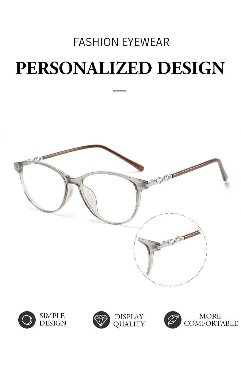 Neue Modische Markendesign Retro Katzenaugen-Rahmen Kurzsichtigkeits-Brille mit Sehstärke Photochromatisch Anti-Blaulicht Damen Astigmatismus-Brillen – Detail 3