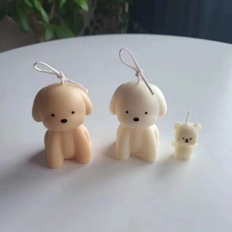 3D Puppy Scented Candle Silicone Mold Cute Dog Soap Resin Plaster Ice Cube Mould Candle Making Kit Home Decor Gifts