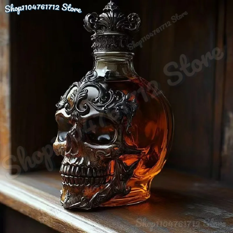 

Funny Whiskey Glass Decanter Sovereign Skull 10Oz Glass Whiskey Wine Bottle Statue Decoration for Bar Office Home