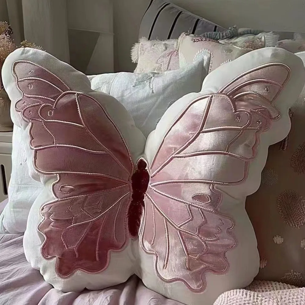 

Girl Heart Butterfly Cute Doll Soft Pink Butterfly Pillow Bedhead Pillow Birthday Gift Office Lumbar Support Pillow Small